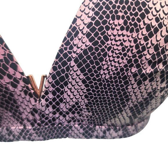NEW Victoria's Secret Padded No-Wire Push Up Bra Pink Snake Print 32DD - Picture 2 of 12